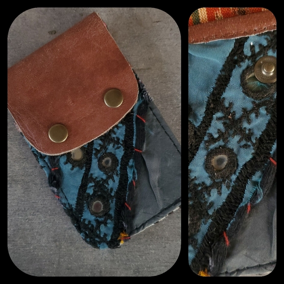 🐨 Free People Boho Embroidered Repurposed vtg banjara hippie Wallet card case - Picture 5 of 11